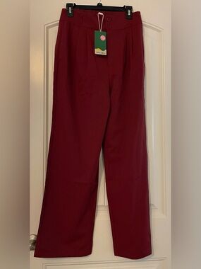 Halara High-Rise Wide Leg Trousers in Deep Burgundy Medium regular BNWT